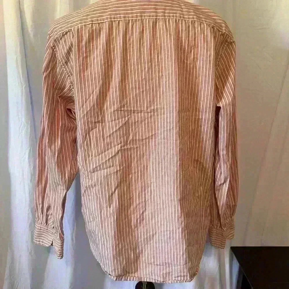 Sonoma Men’s LS Button Down Shirt Orange Blue White Striped Sz Large 100% Cotton - Picture 5 of 7